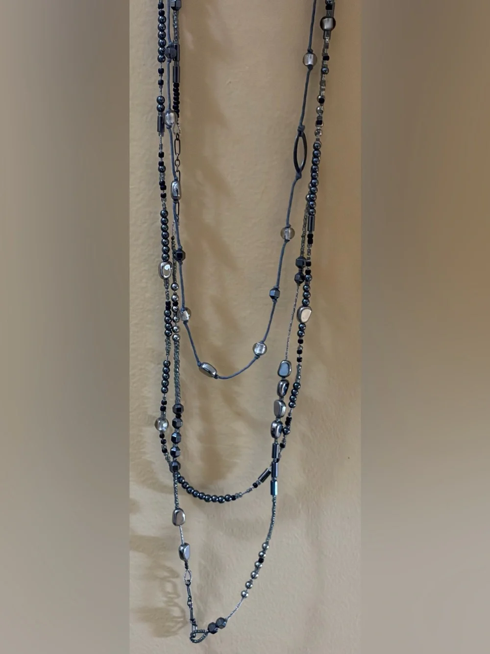 * Silpada Dewdrops Multi-Strand Sterling Hematite Bead Necklace N2097 *